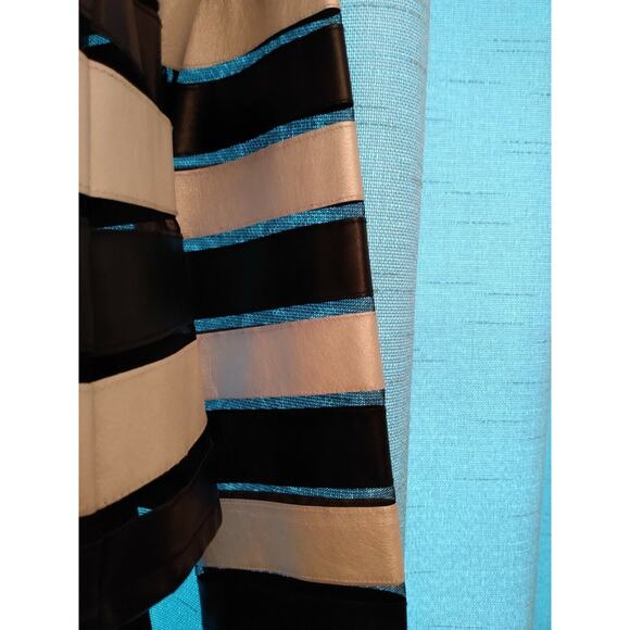 Weavz Striped Faux Leather Zip Front Jacket, Black & Off White, Size S - Picture 4 of 7